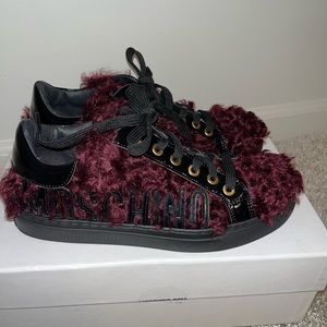 Moschino couture fur sneakers